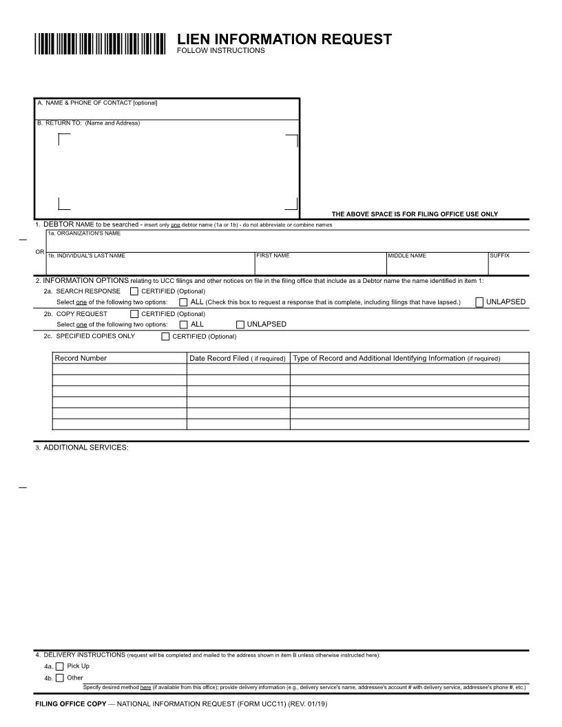 Information Request {UCC11} | Pdf Fpdf Doc Docx | Idaho