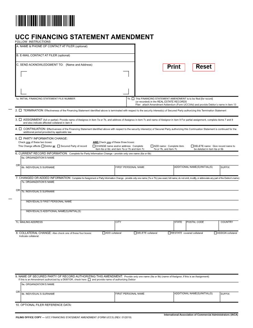UCC Financing Statement Amendment {UCC3} | Pdf Fpdf Doc Docx | Idaho