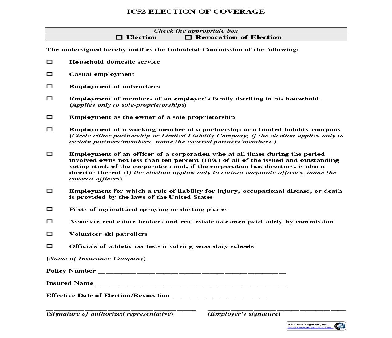 Election Of Coverage {IC-52} | Pdf Fpdf Docx | Idaho