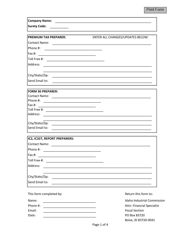 Contact Form | Pdf Fpdf Docx | Idaho