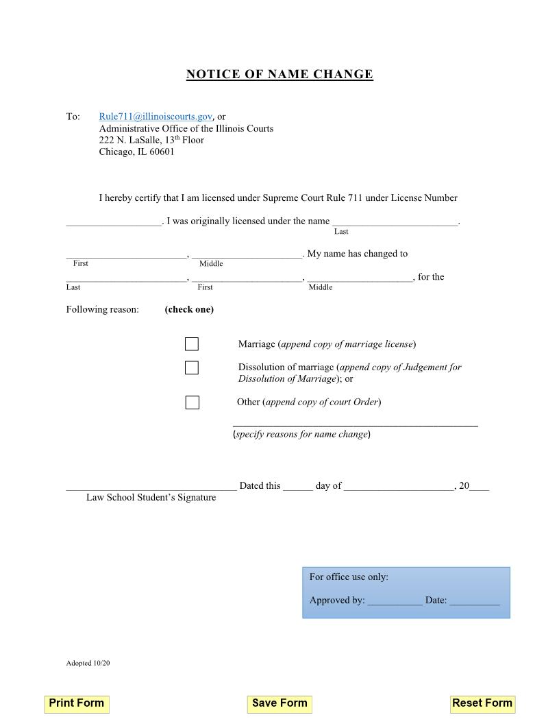 Notice Of Name Change | Pdf Fpdf Doc Docx | Illinois