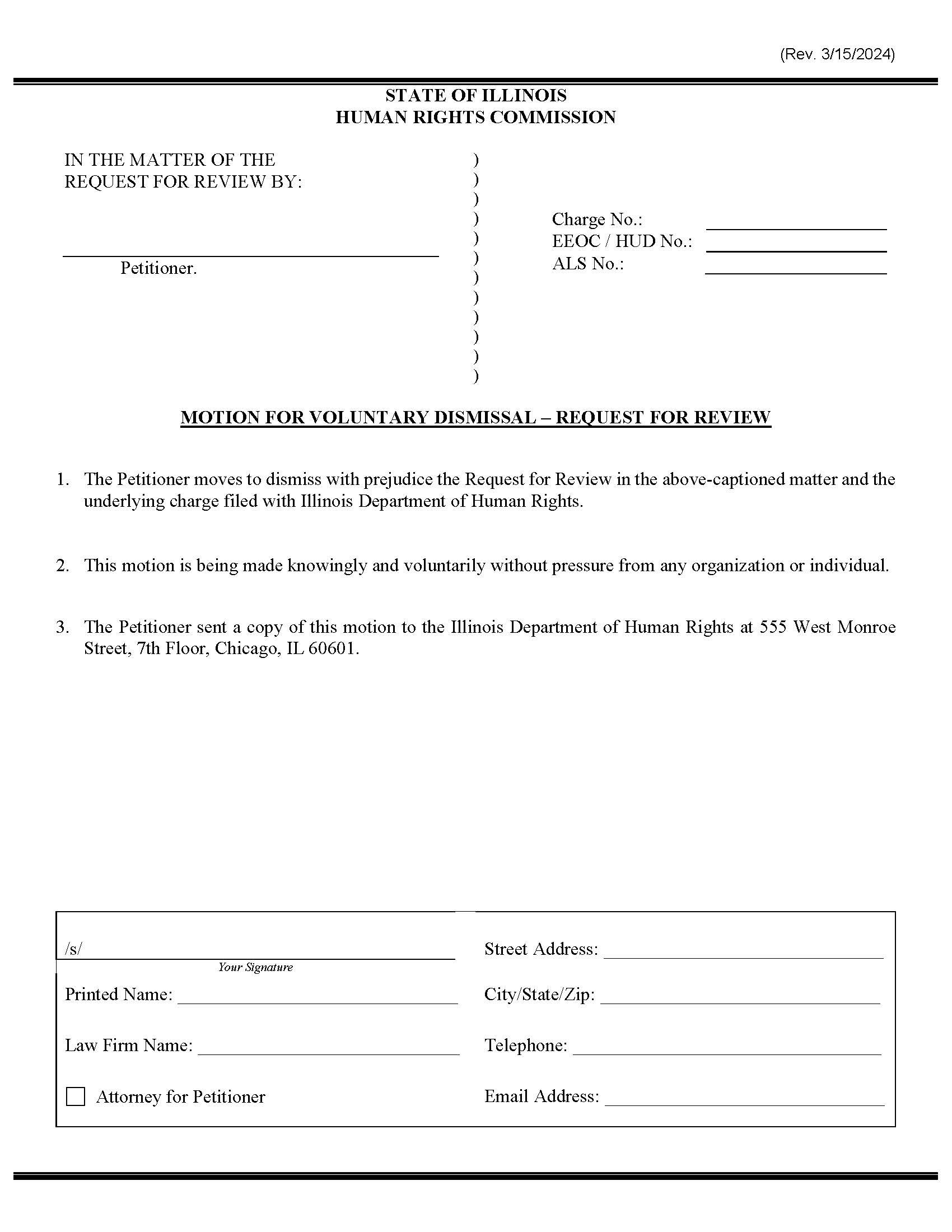 Motion For Voluntary Dismissal Request For Review | Pdf Fpdf Docx | Illinois