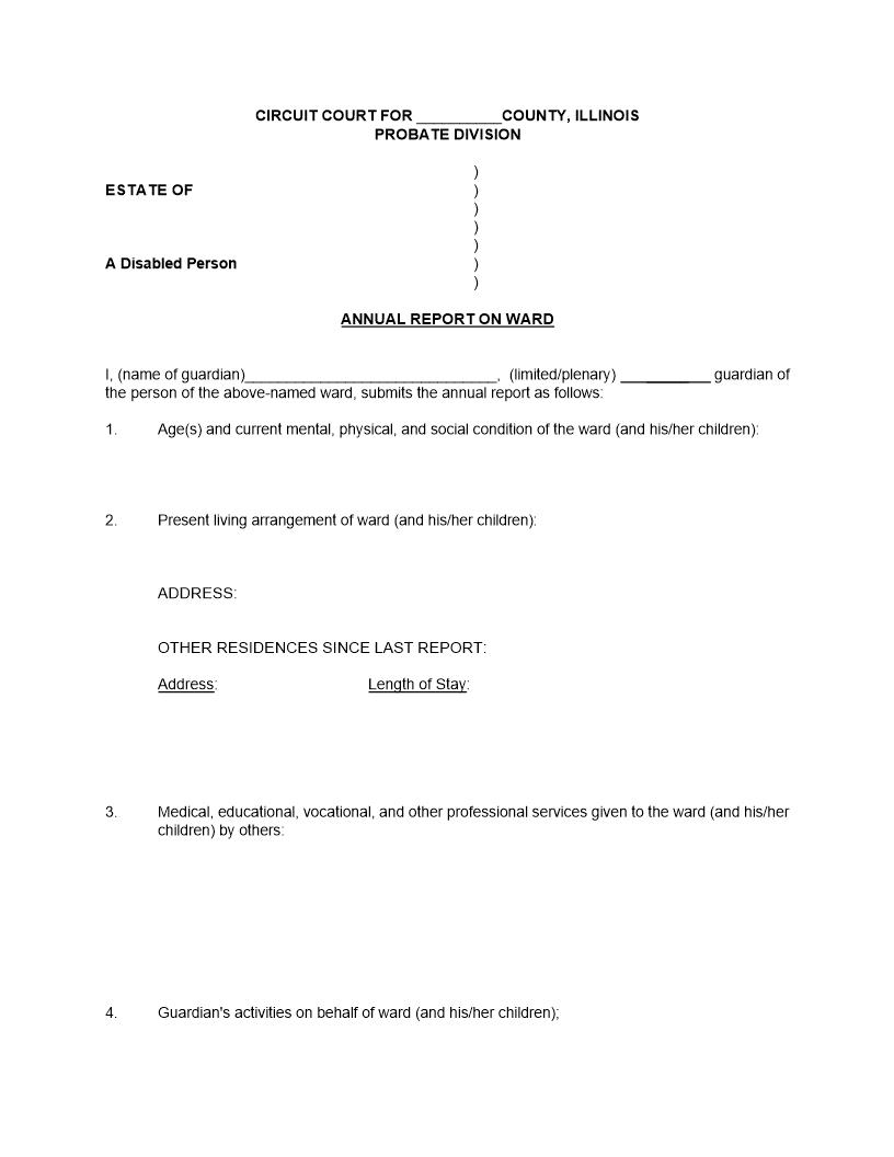 Annual Report On Ward (Disabled Person) | Pdf Fpdf Docx | Illinois