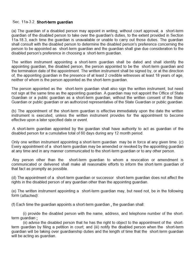 Appointment Of Short Term Guardian | Pdf Fpdf Docx | Illinois