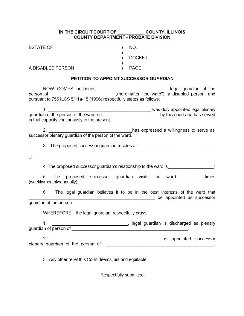 Petition To Appoint Successor Guardian | Pdf Fpdf Docx | Illinois