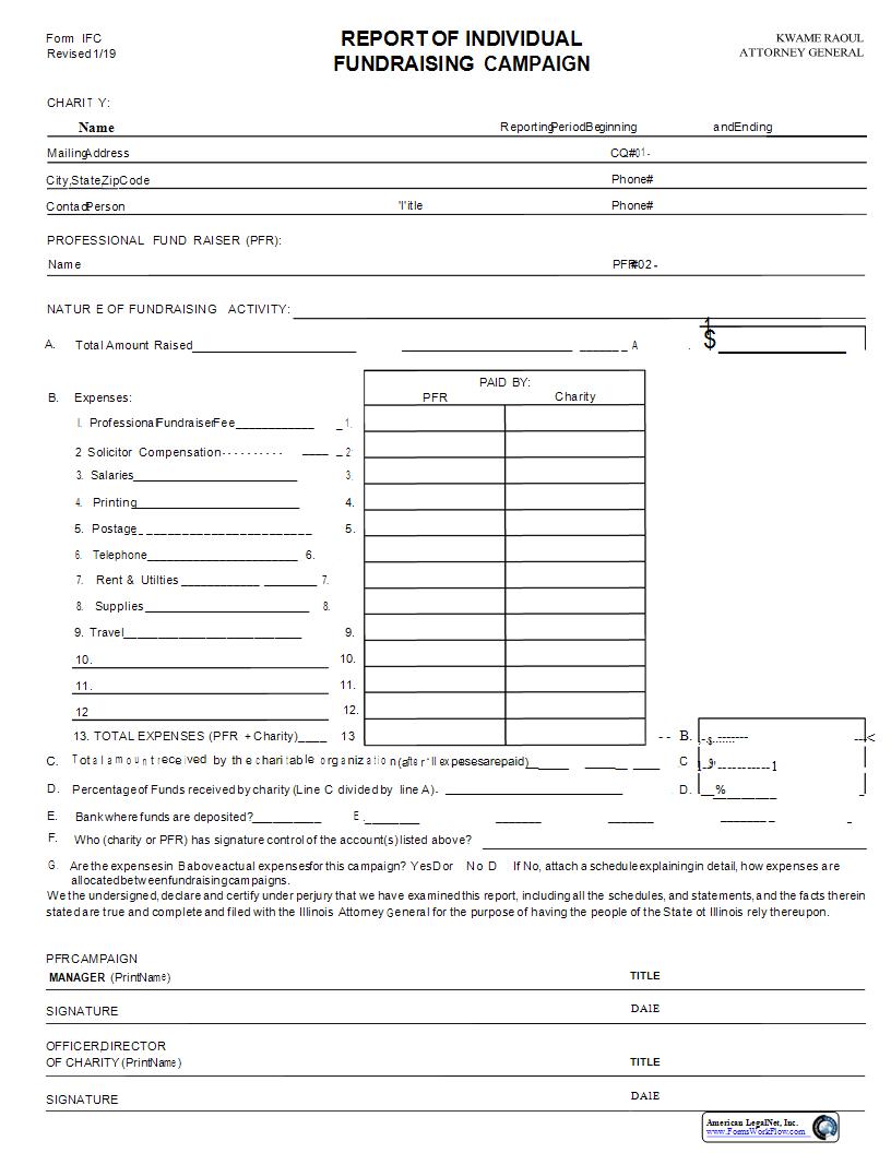 Report Of Individual Fundraising Campaign {IFC} | Pdf Fpdf Docx | Illinois