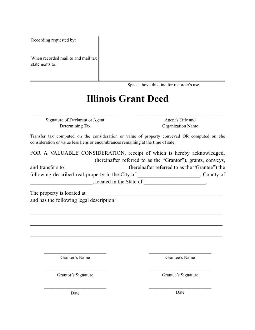 Grant Deed | Pdf Fpdf Docx | Illinois