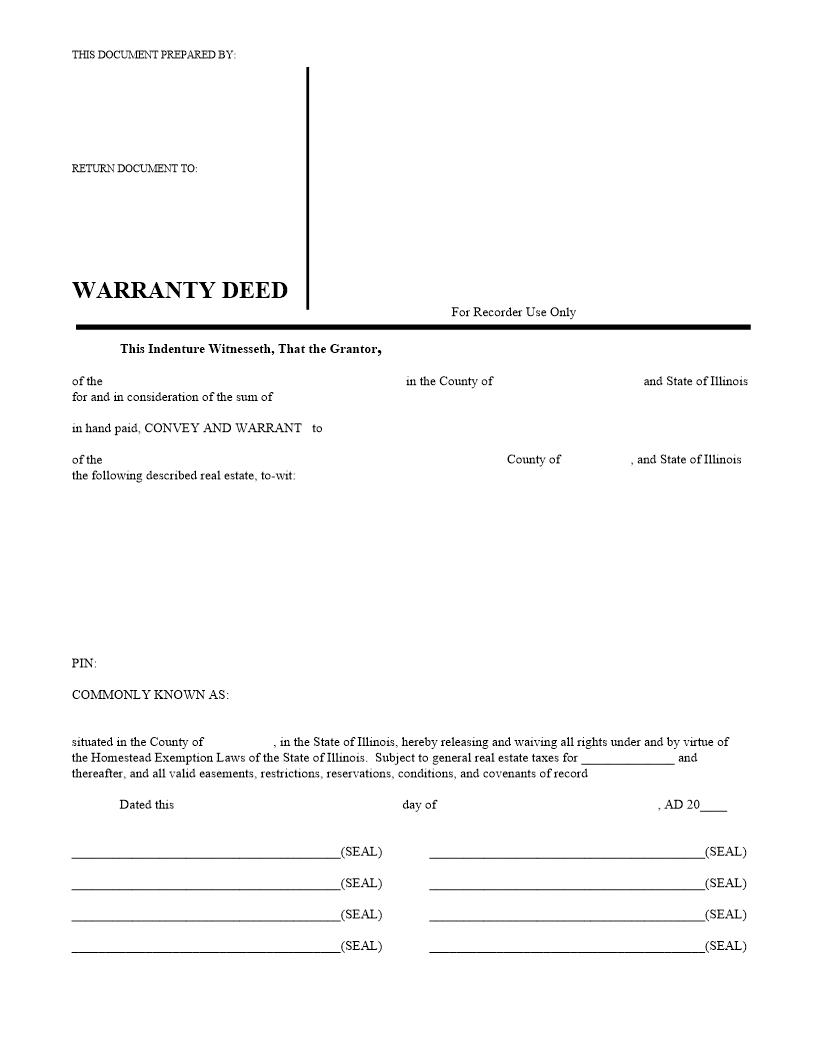 Warranty Deed | Pdf Fpdf Docx | Illinois