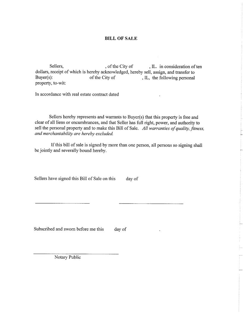 Bill Of Sale | Pdf Fpdf Docx | Illinois