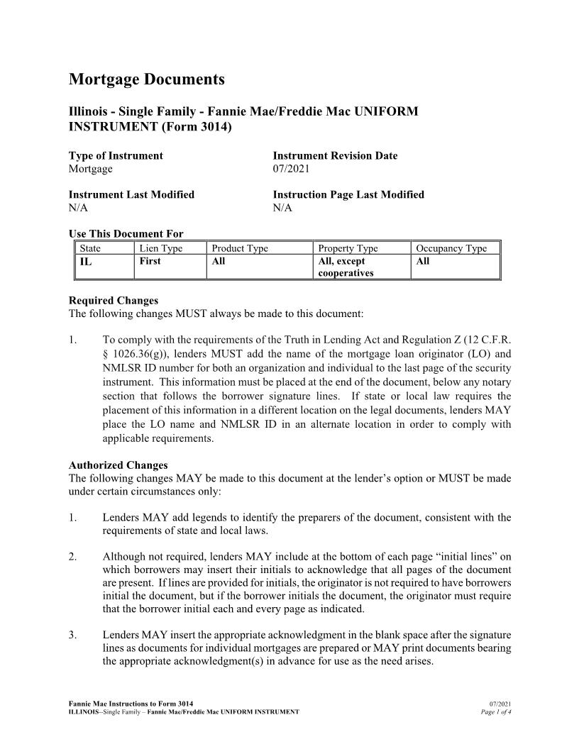 Mortgage Instructions (Form 3014 Mandatory And Optional Additions) | Pdf Fpdf Docx | Illinois