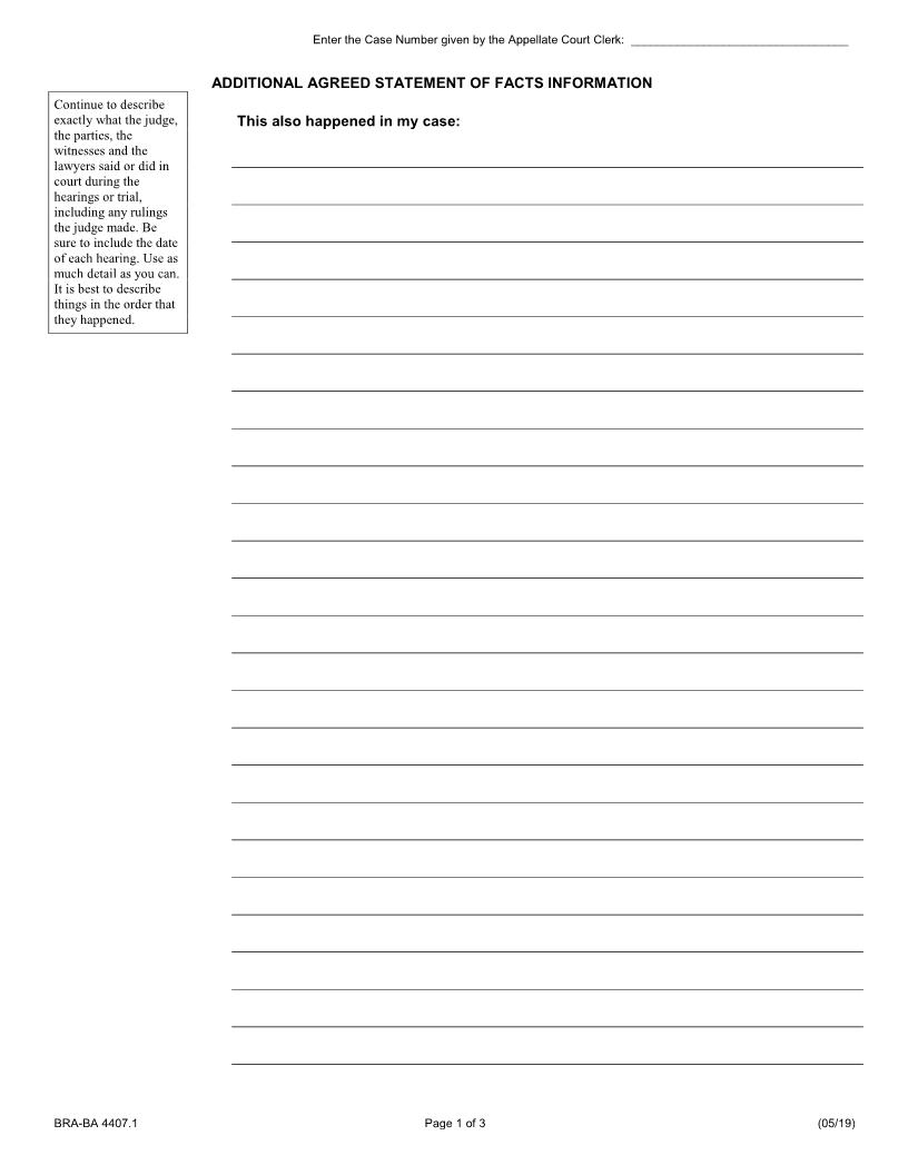 Additional Agreed Statement Of Facts {BRA-A 4407.1} | Pdf Fpdf Docx | Illinois