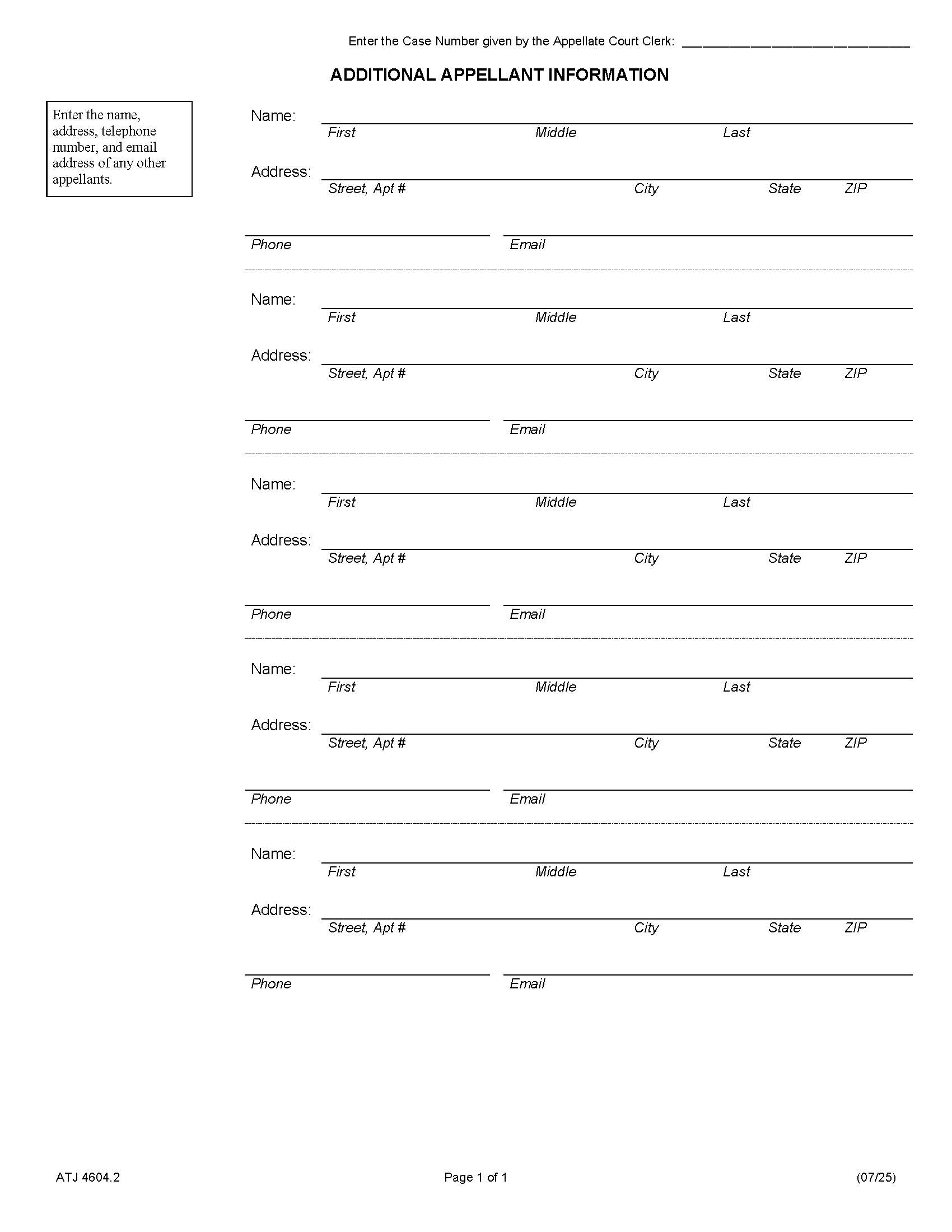 Additional Appellant Information (Docketing Statement) {ATJ 4604.2} | Pdf Fpdf Docx | Illinois
