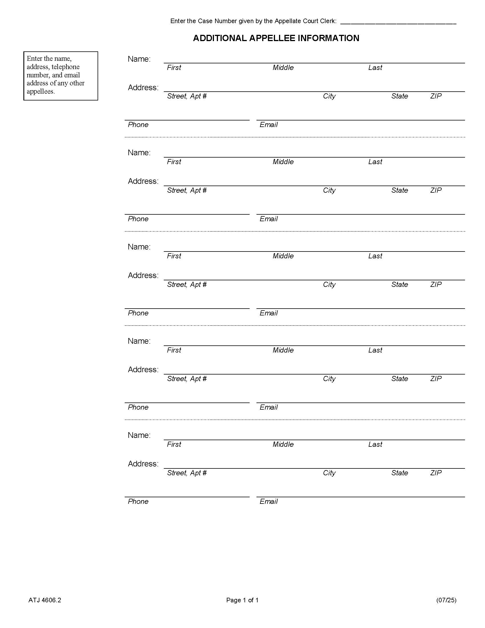 Additional Appellee Information (Docketing Statement) {ATJ 4606.2} | Pdf Fpdf Docx | Illinois