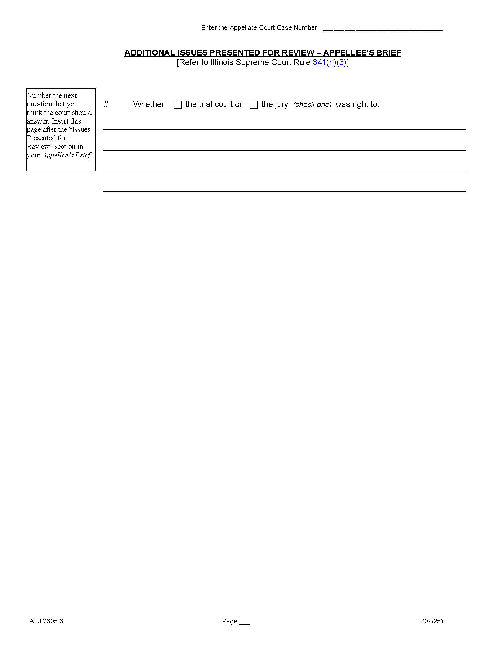 Additional Issues Presented For Review (Appellees Brief) {ATJ 2305.3} | Pdf Fpdf Docx | Illinois