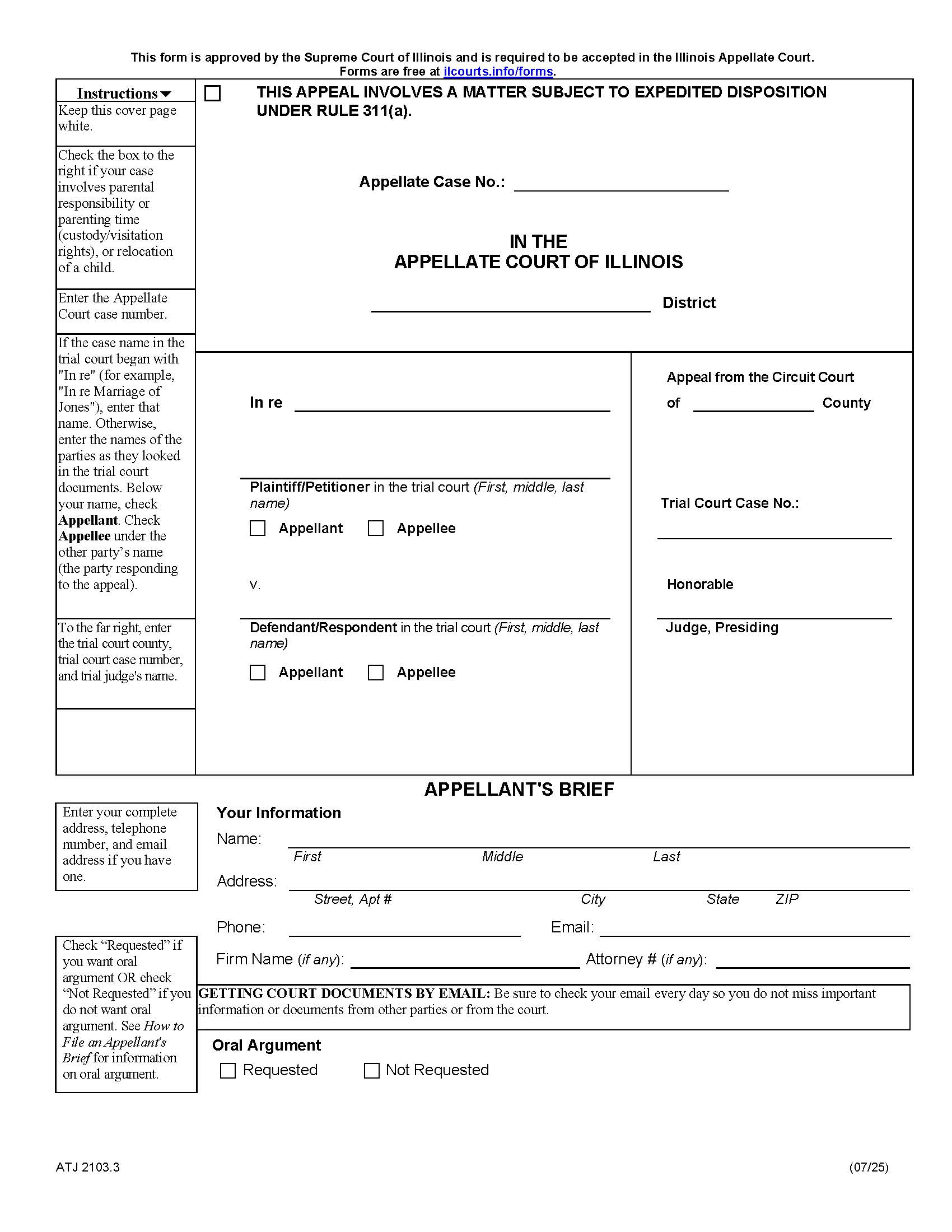 Appellants Brief {ATJ 2103.3} | Pdf Fpdf Docx | Illinois