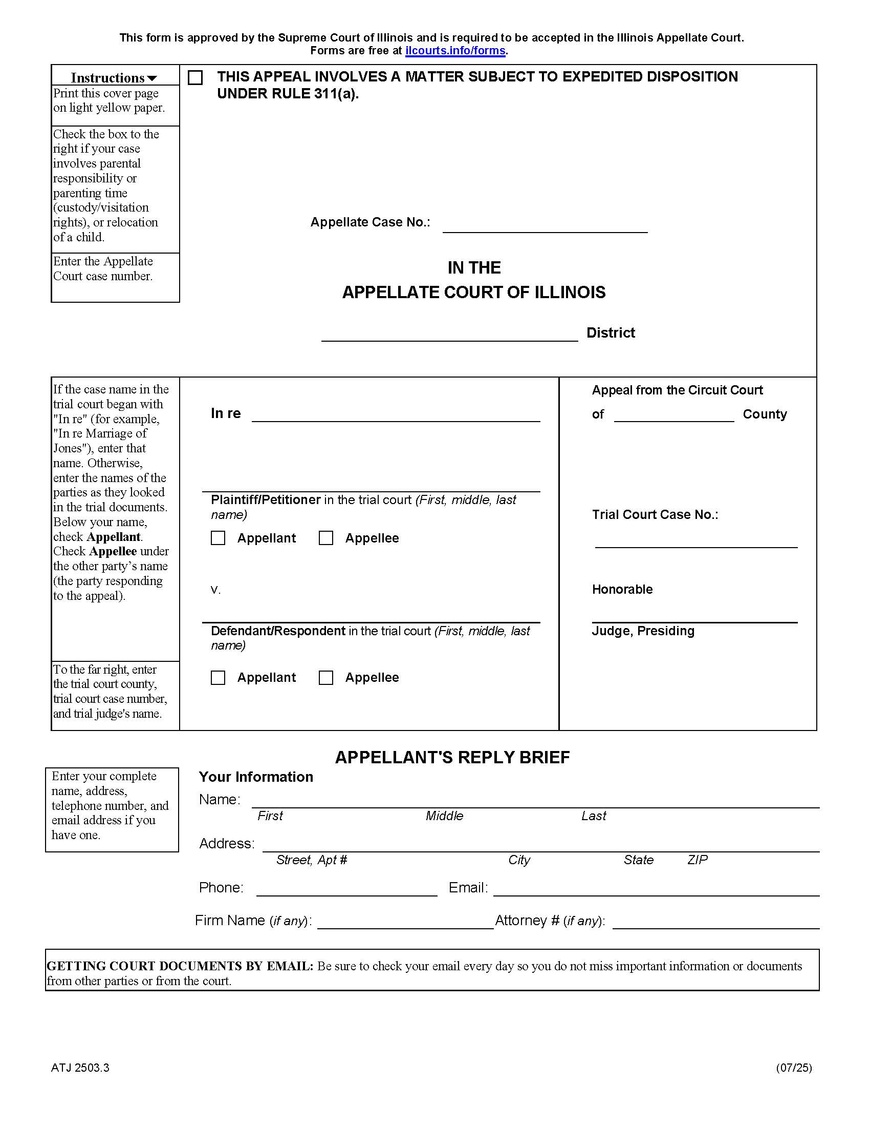 Appellants Reply Brief {ATJ 2503.3} | Pdf Fpdf Docx | Illinois