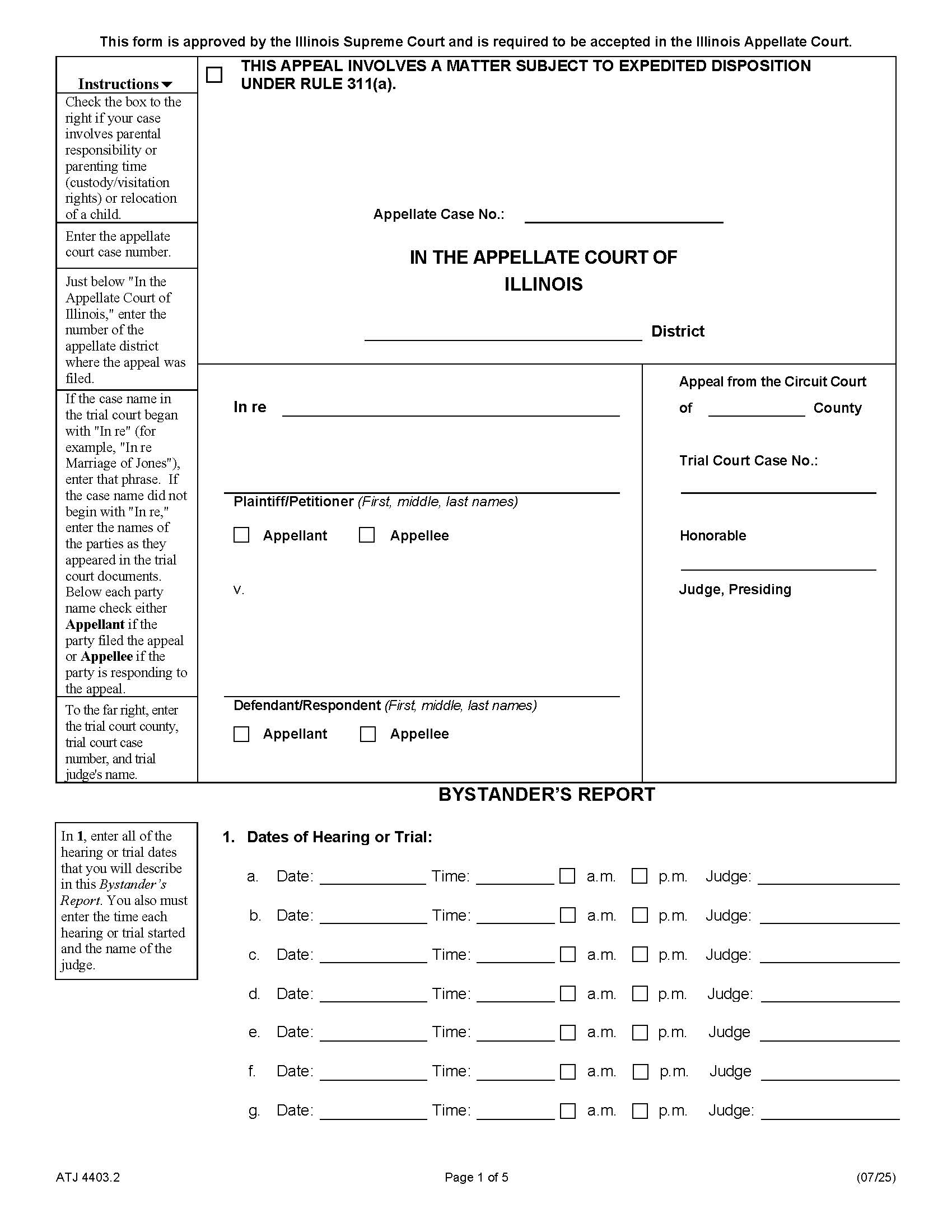 Bystanders Report {ATJ 4403.2} | Pdf Fpdf Docx | Illinois