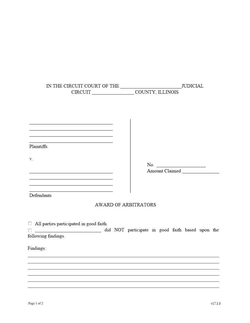 Award Of Arbitration (Supreme Court Rule 94) | Pdf Fpdf Docx | Illinois