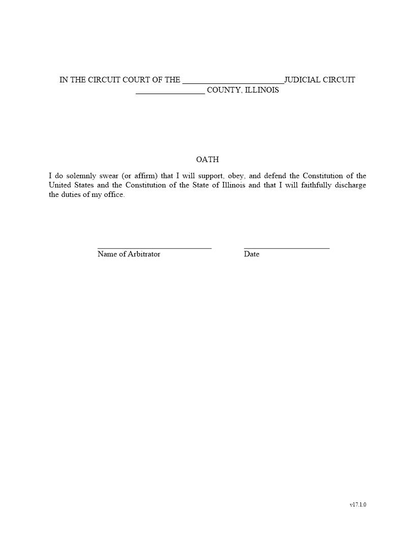 Oath (Arbitrator - Supreme Court Rule 94) | Pdf Fpdf Docx | Illinois