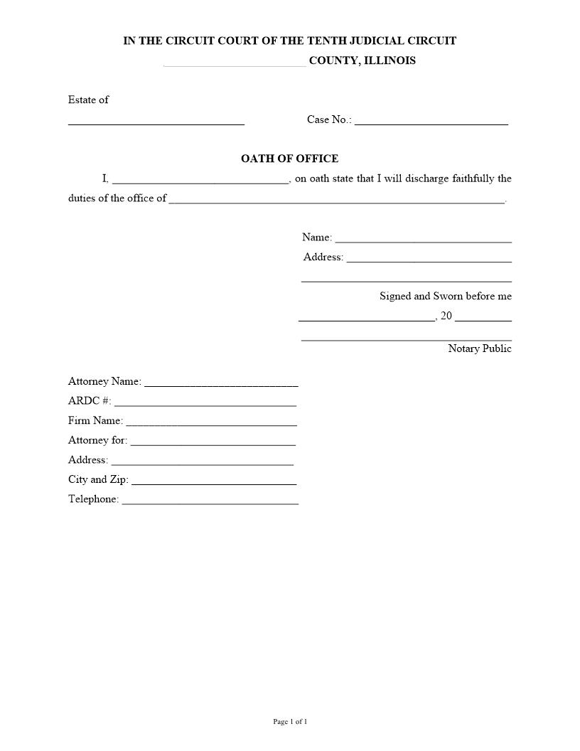 Oath Of Office | Pdf Fpdf Docx | Illinois