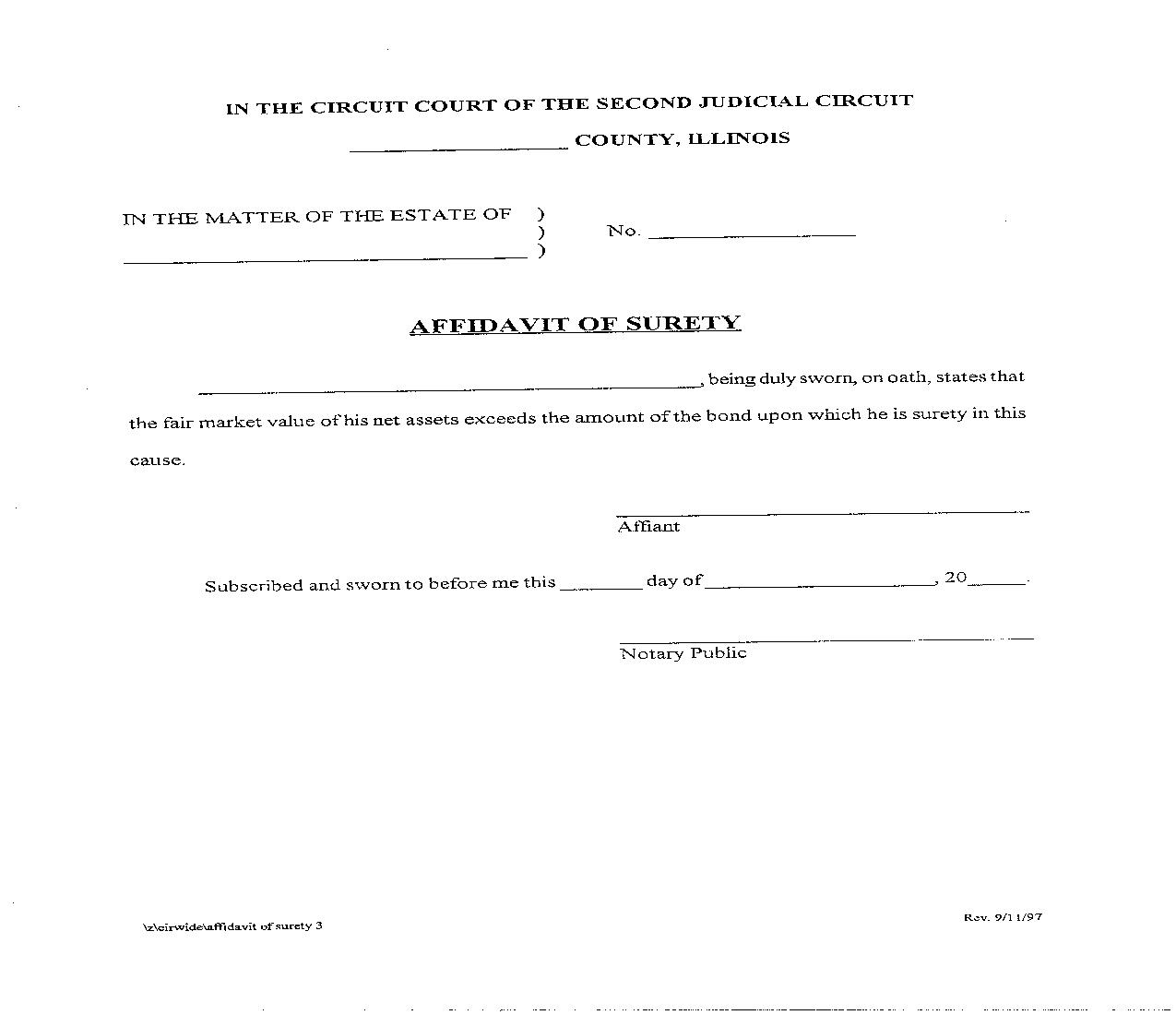 Affidavit Of Surety {3} | Pdf Fpdf Doc Docx | Illinois