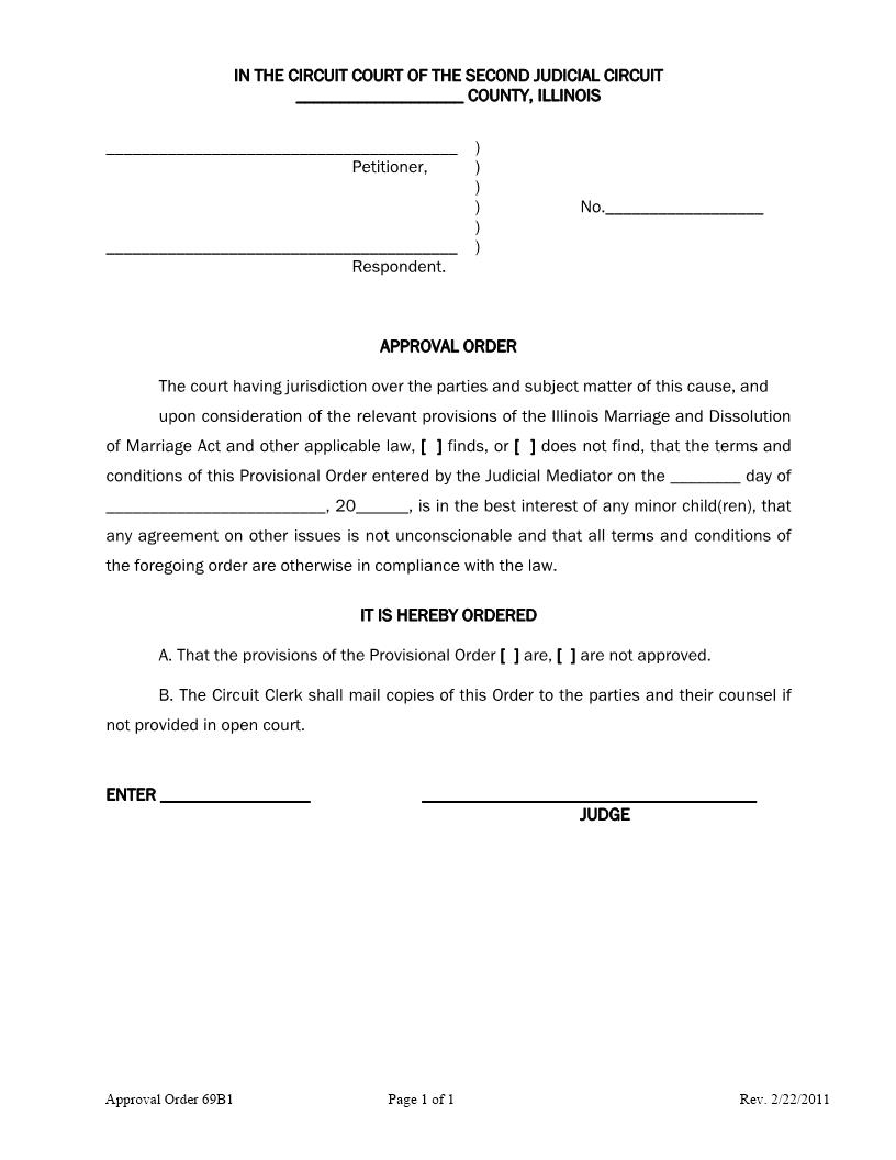 Approval Order {69B1} | Pdf Fpdf Docx | Illinois