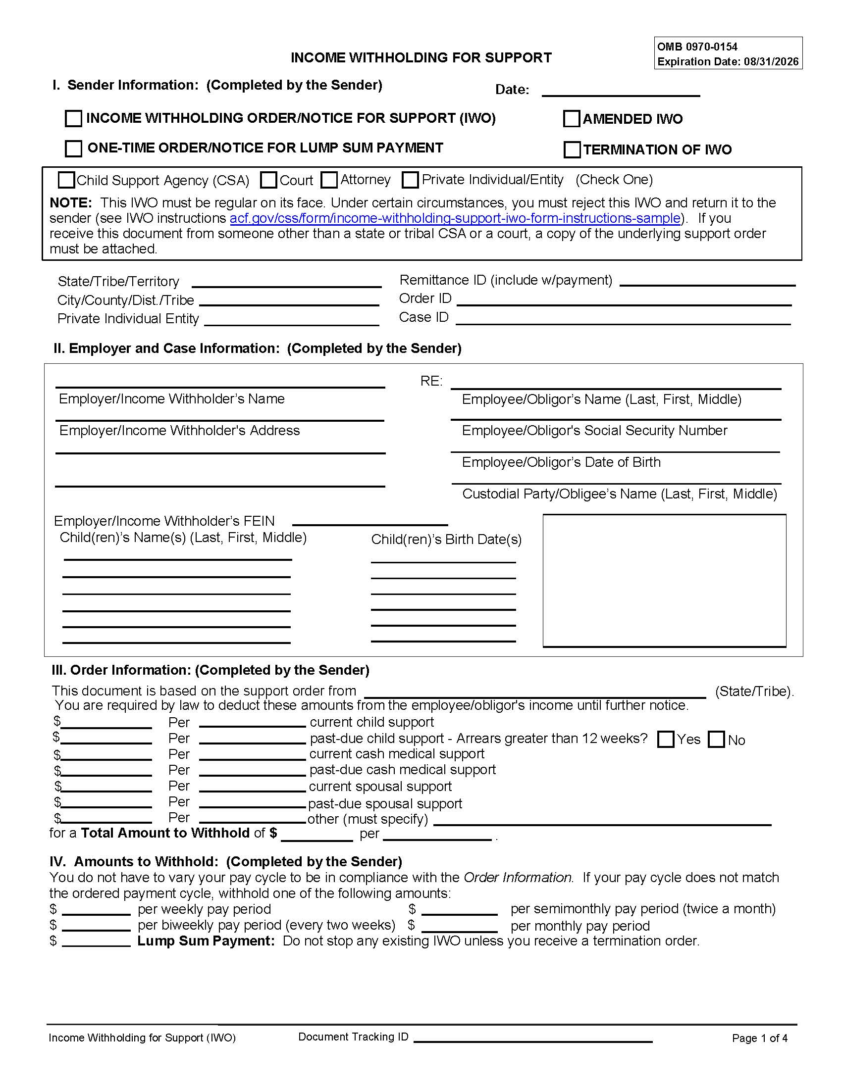 Income Withholding For Support | Pdf Fpdf Doc Docx | Illinois