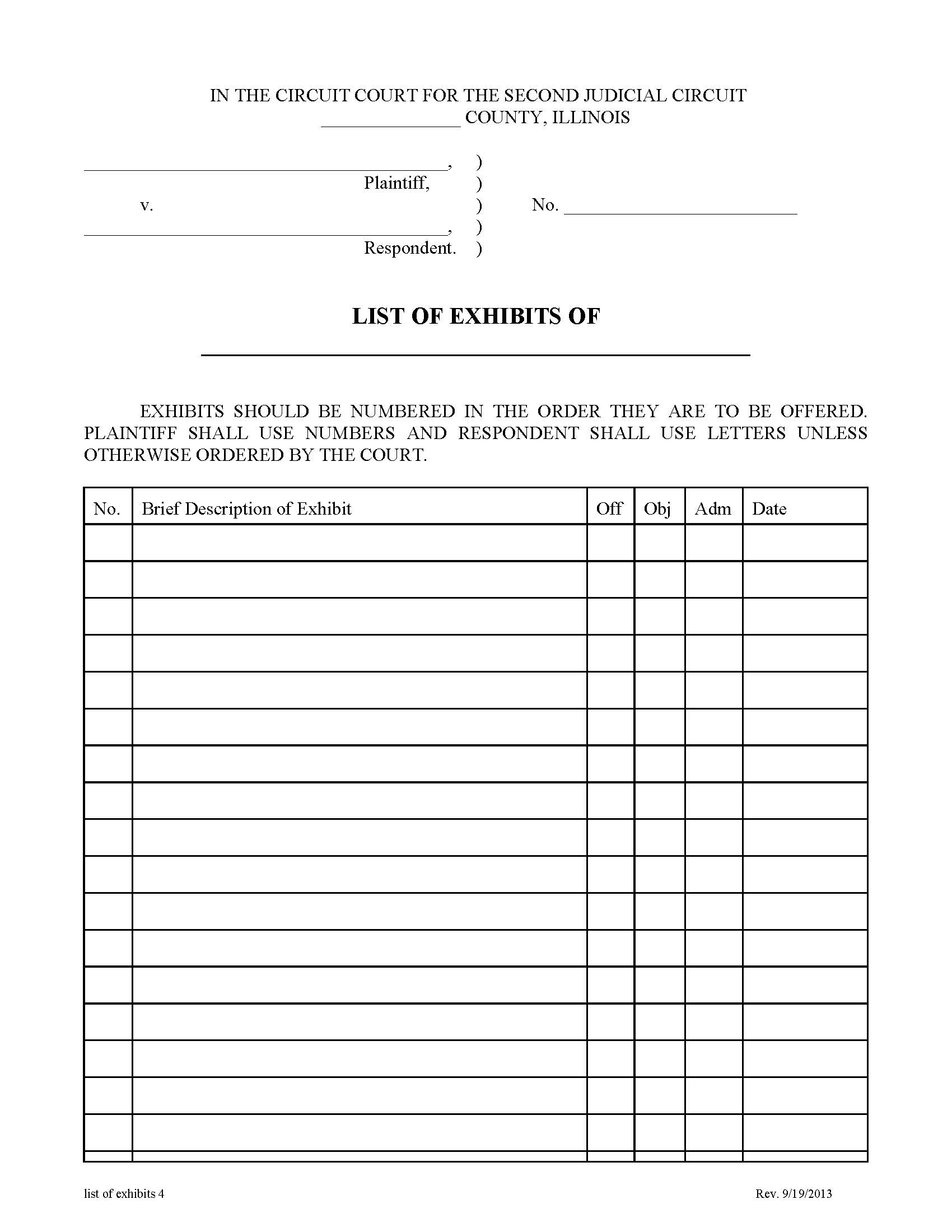 List Of Exhibits {4} | Pdf Fpdf Doc Docx | Illinois