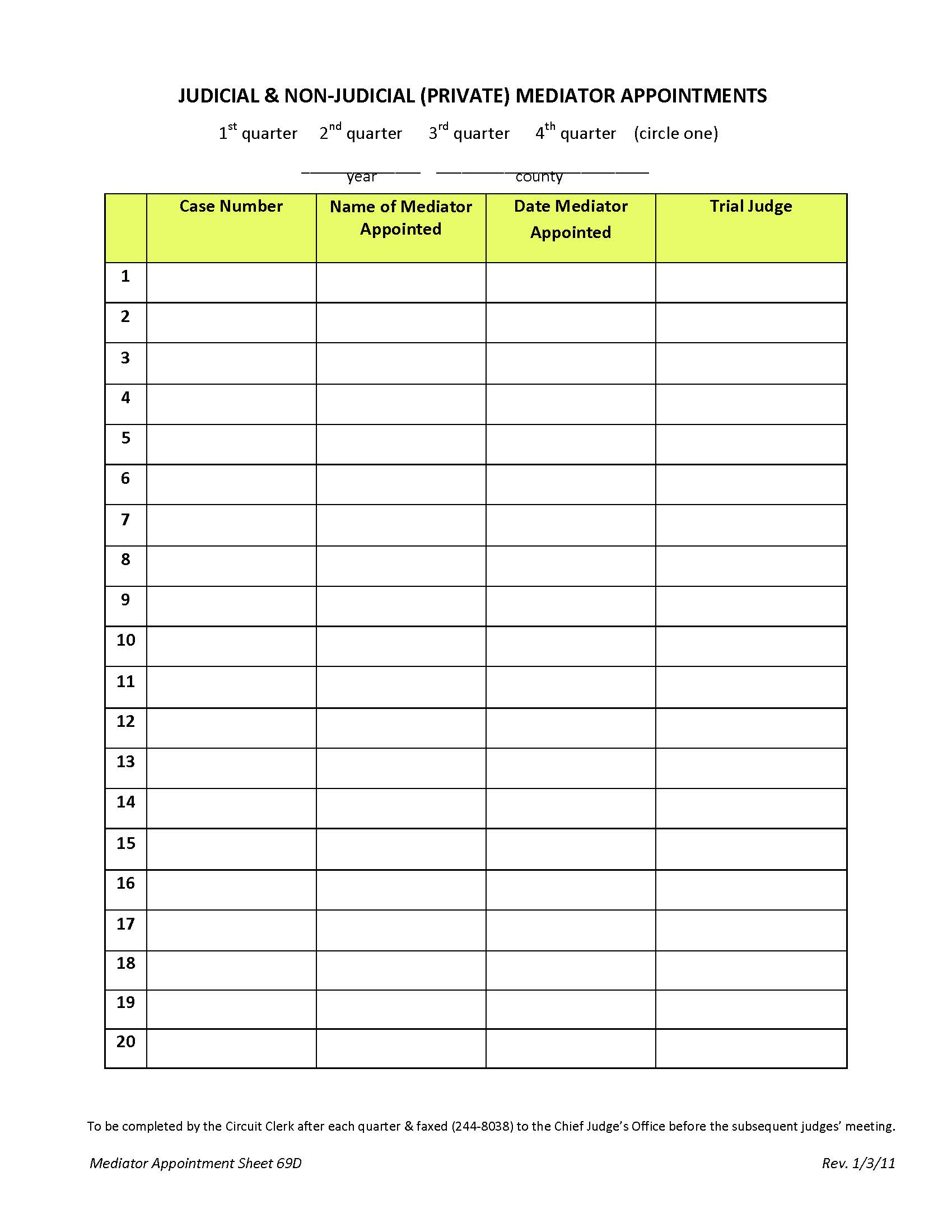 Mediator Appointment Sheet {69D} | Pdf Fpdf Docx | Illinois