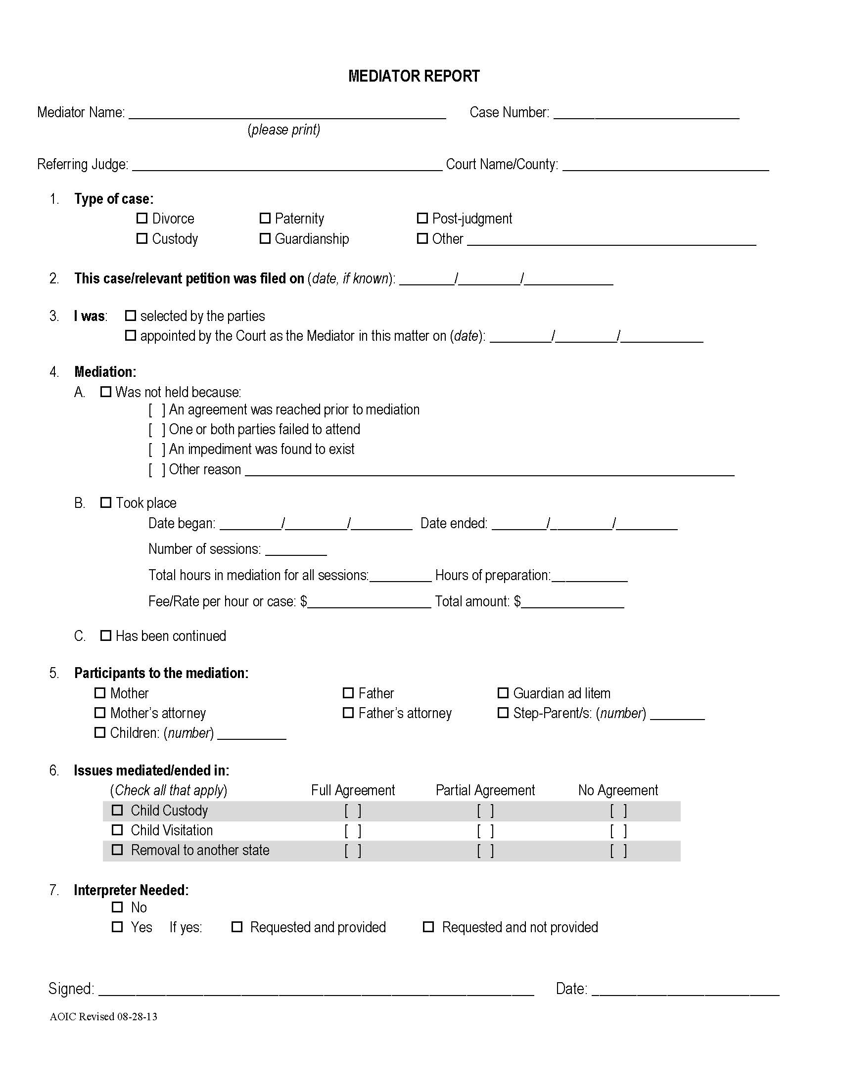 Mediator Report | Pdf Fpdf Docx | Illinois