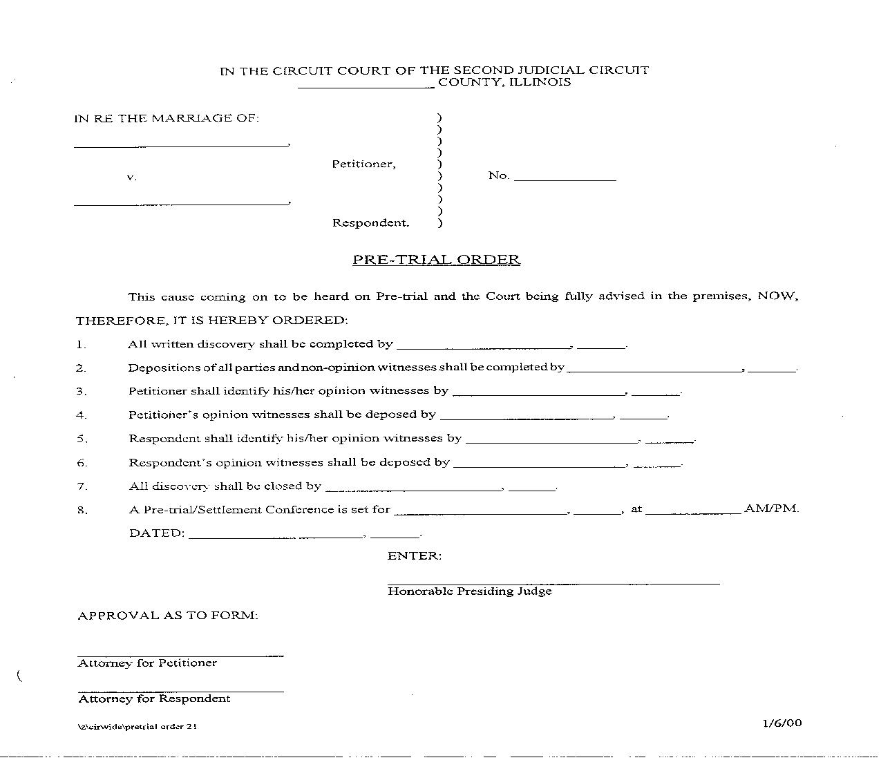 Pre Trial Order {21} | Pdf Fpdf Doc Docx | Illinois