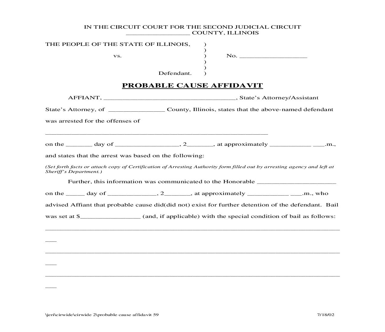 Probable Cause Affidavit {59} | Pdf Fpdf Doc Docx | Illinois