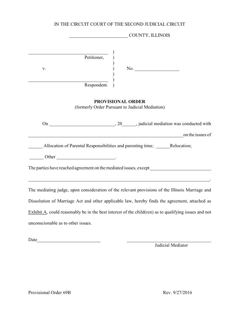 Provisional Order {69B} | Pdf Fpdf Doc Docx | Illinois