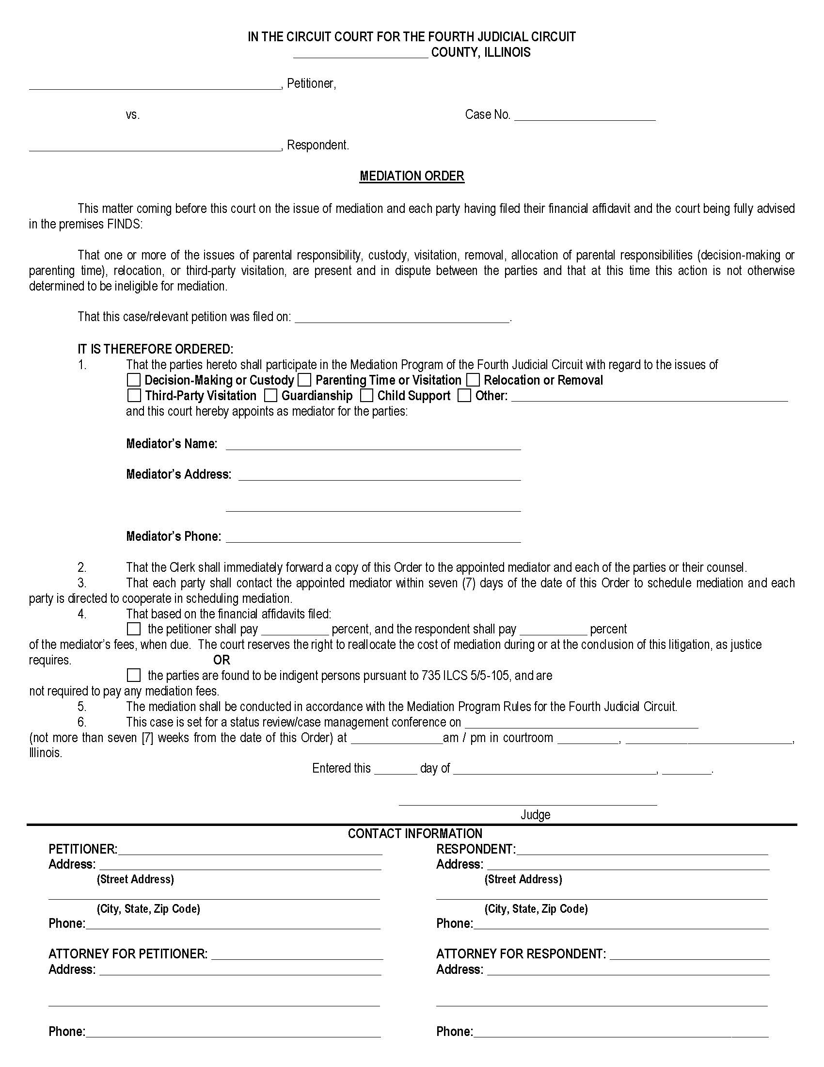 Mediation Order | Pdf Fpdf Docx | Illinois