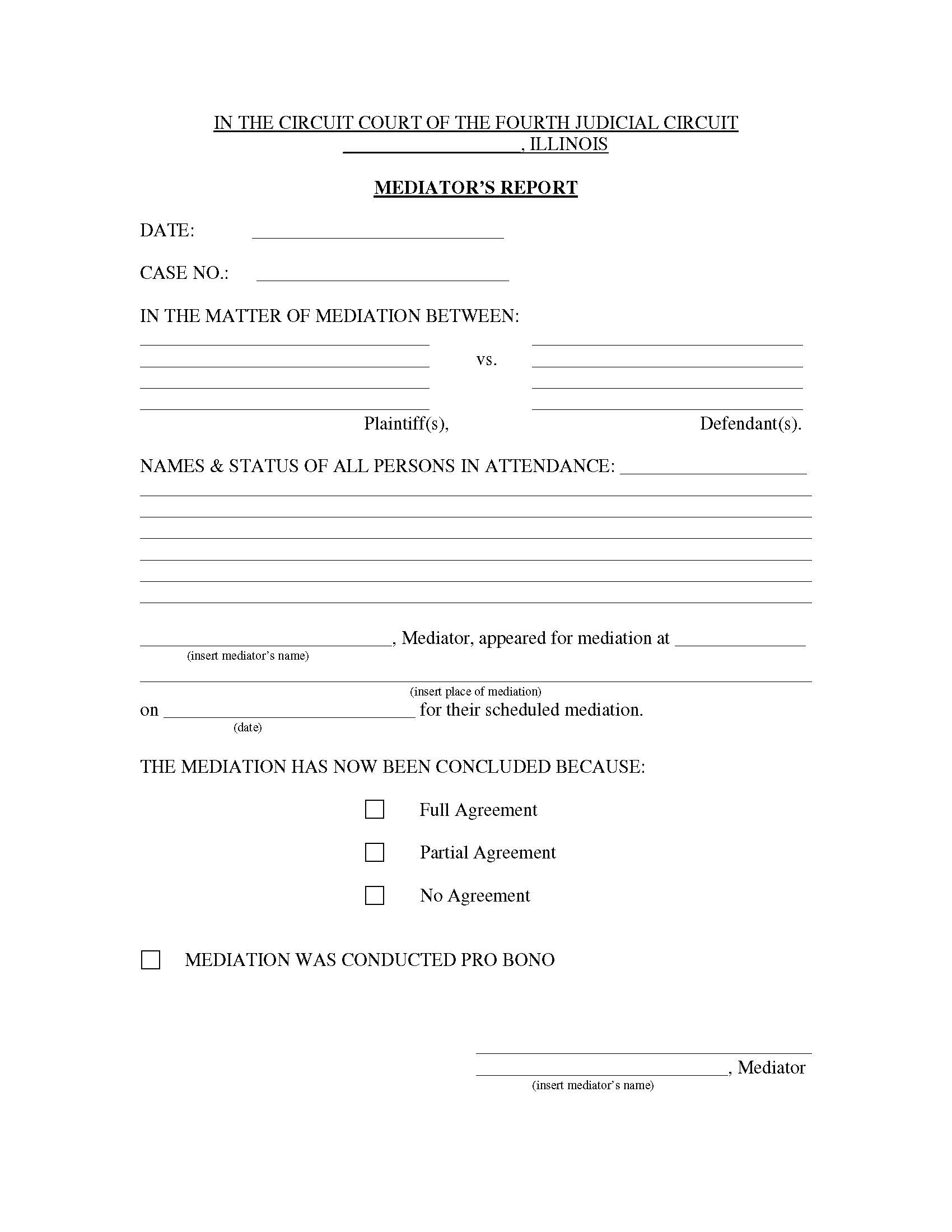 Mediators Report | Pdf Fpdf Docx | Illinois