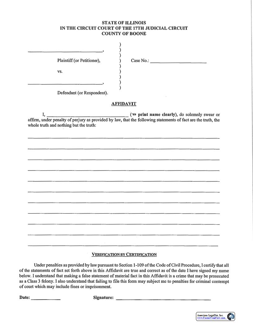 Affidavit | Pdf Fpdf Docx | Illinois