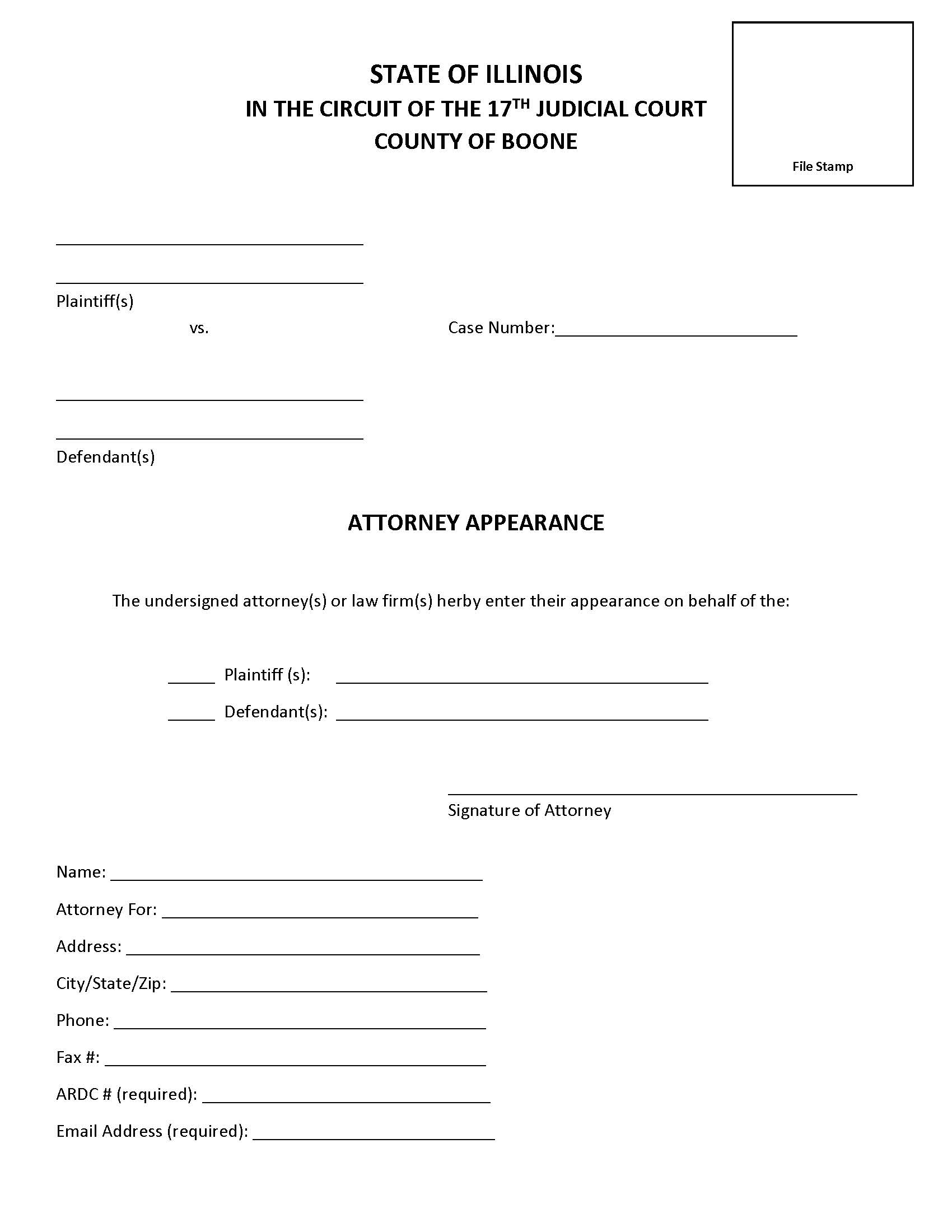 Attorney Appearance | Pdf Fpdf Docx | Illinois