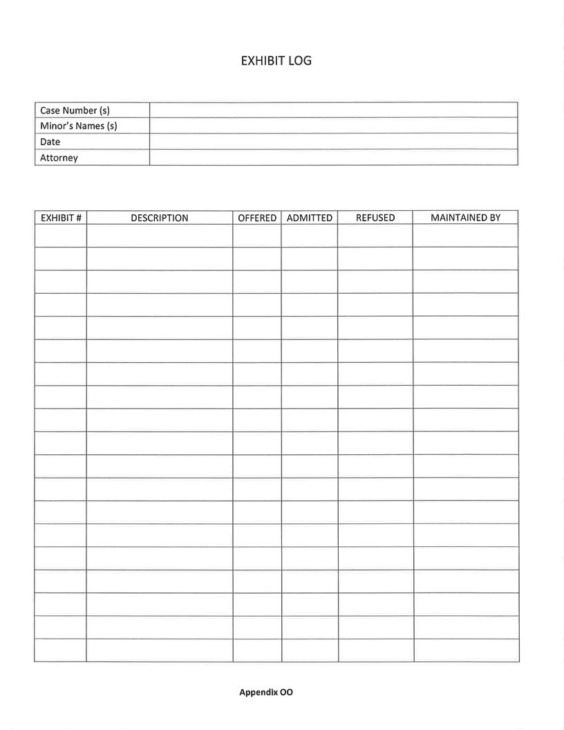 Exhibit Log {Appendix OO} | Pdf Fpdf Docx | Illinois