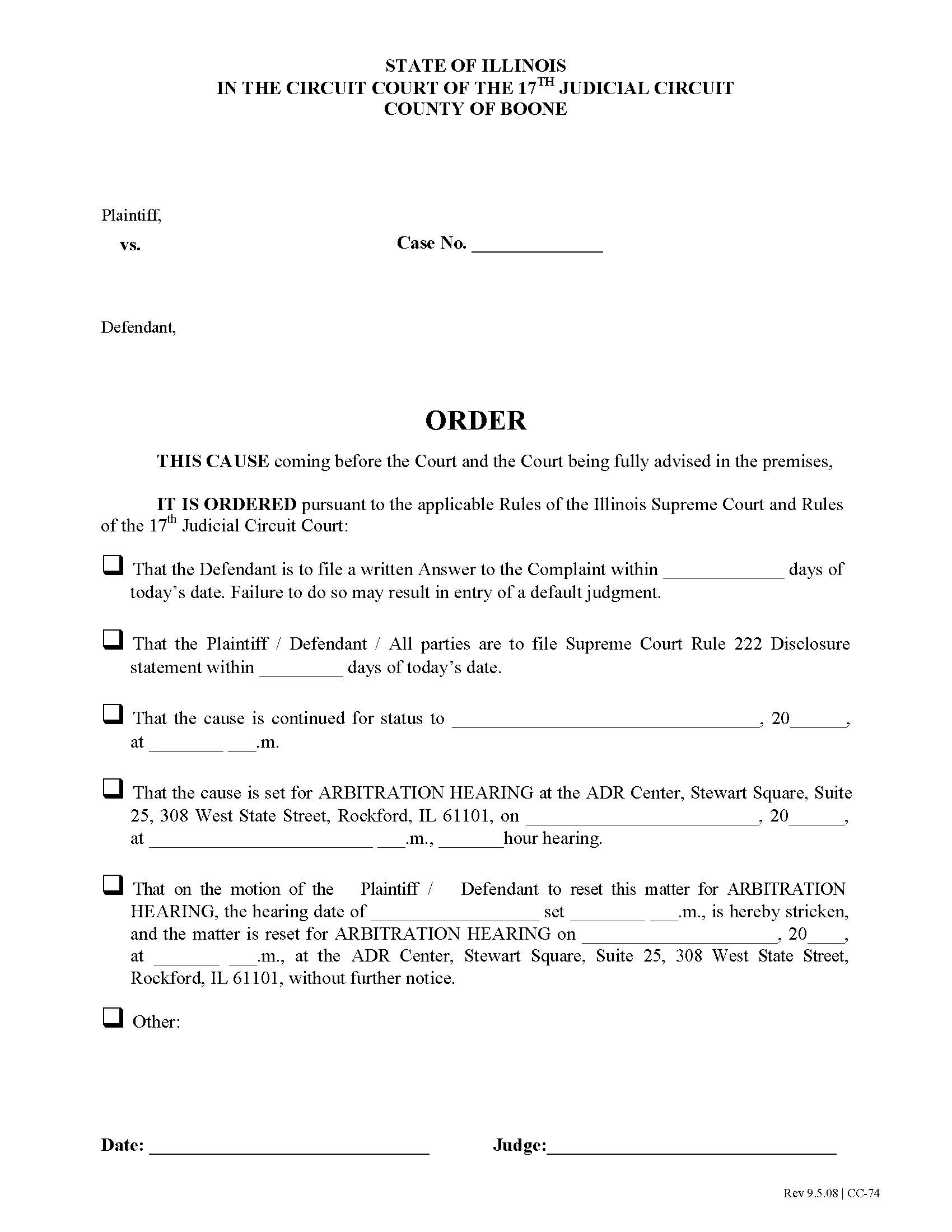 Order (Answer-Disclosure-Arbitration) | Pdf Fpdf Docx | Illinois