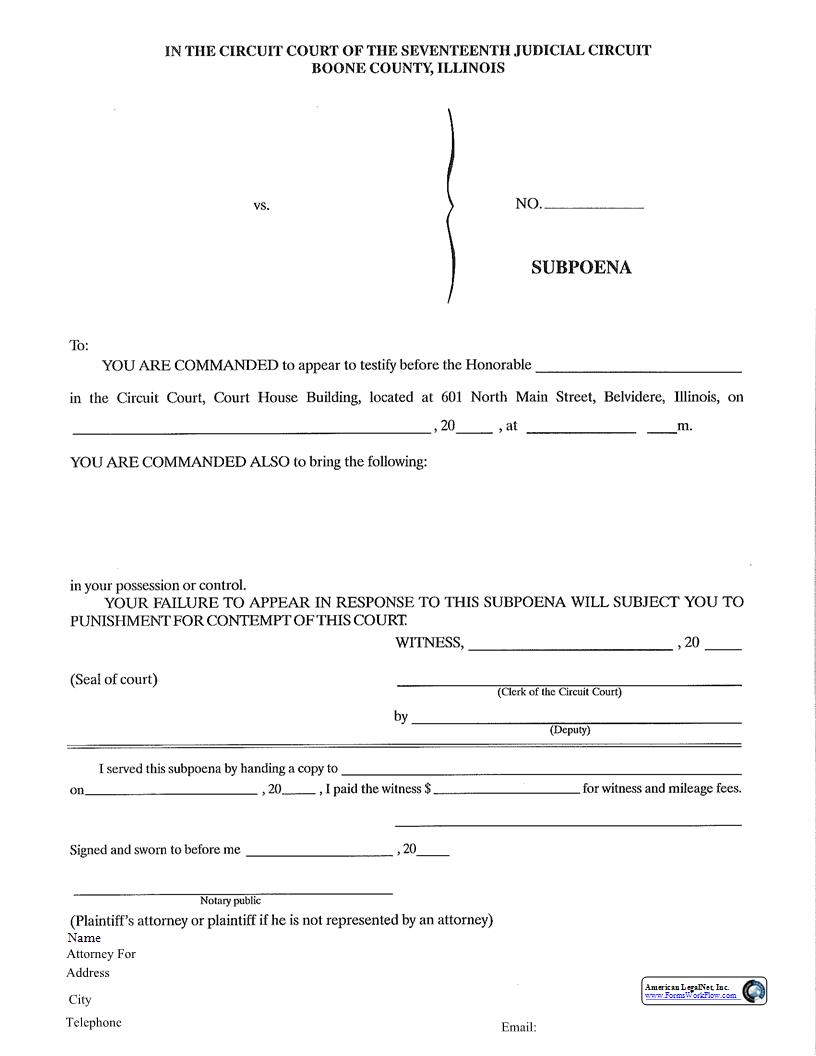 Subpoena | Pdf Fpdf Docx | Illinois
