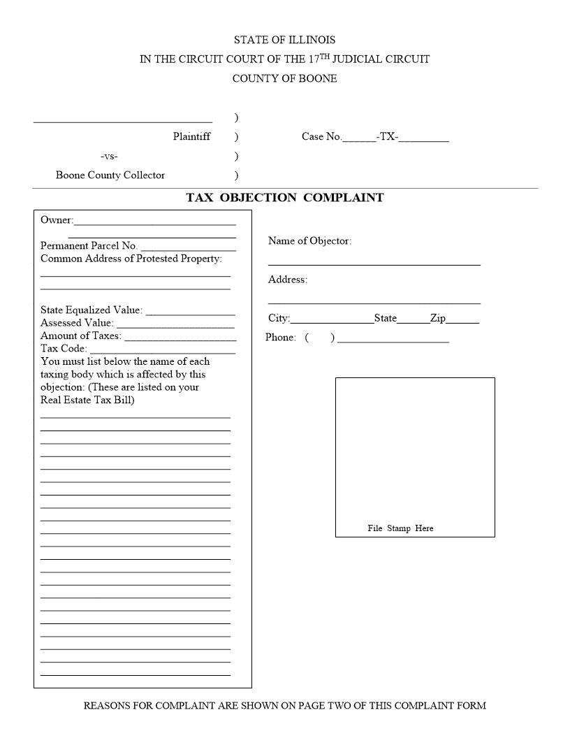 Tax Objection Complaint | Pdf Fpdf Docx | Illinois