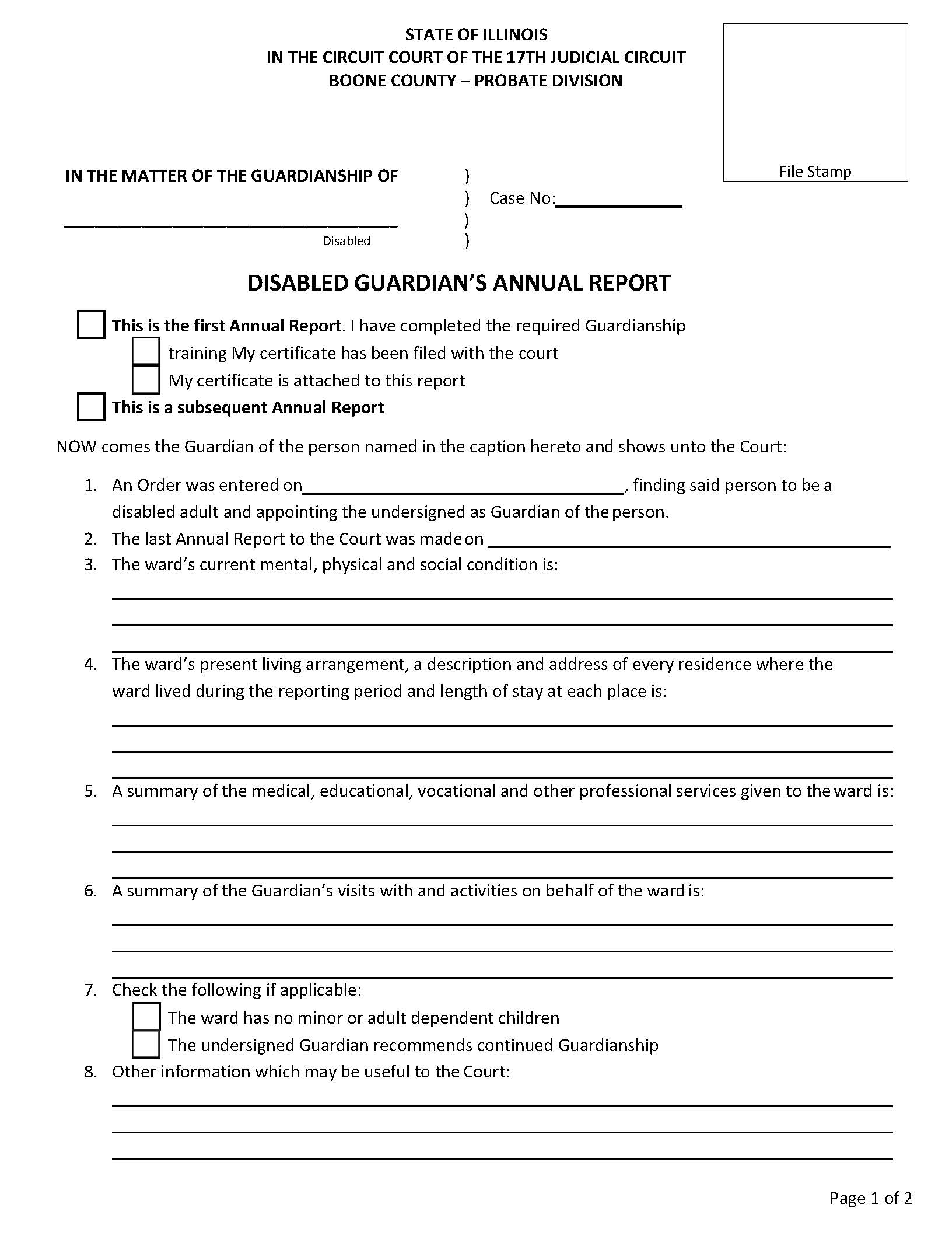 Disabled Guardians Annual Report | Pdf Fpdf Docx | Illinois