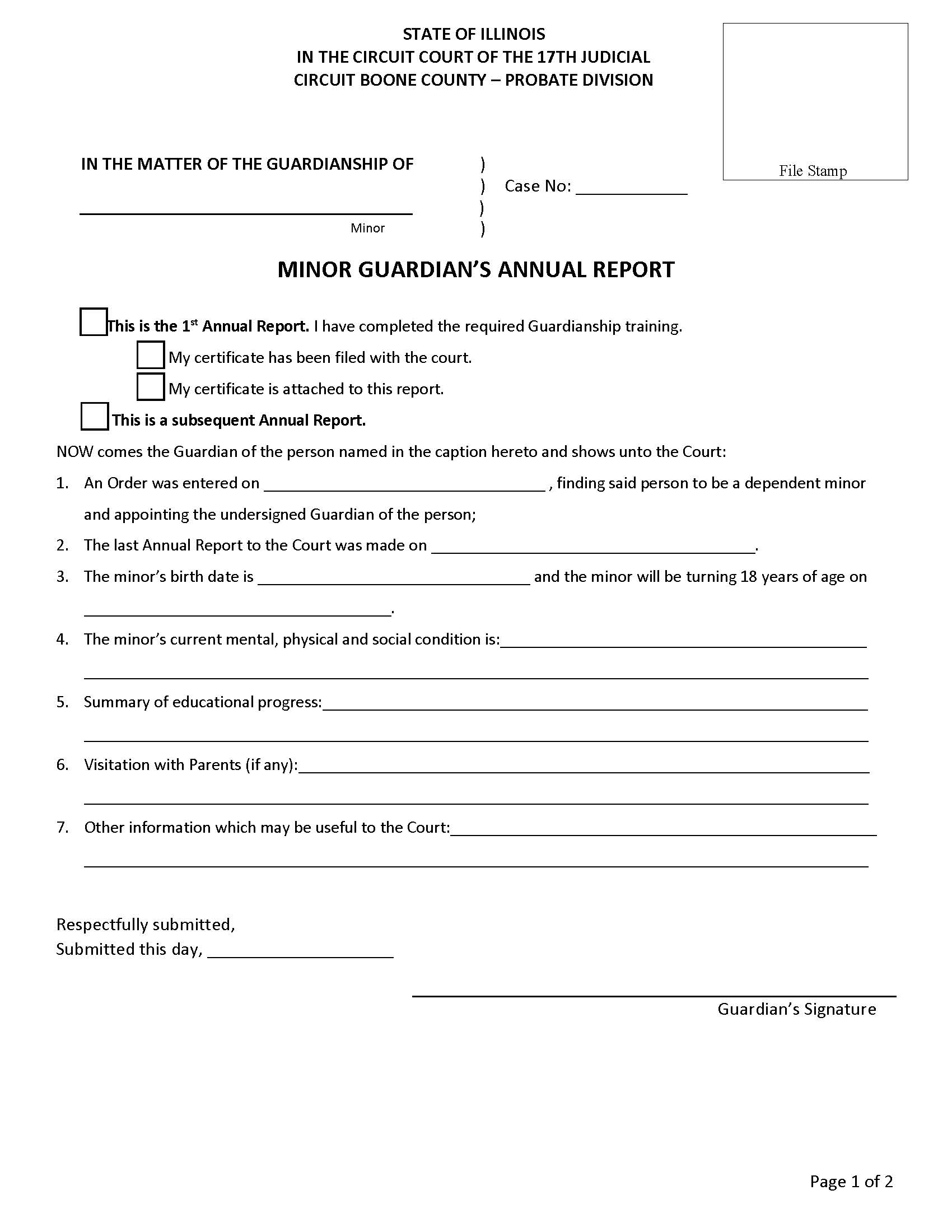 Minor Guardians Annual Report | Pdf Fpdf Docx | Illinois