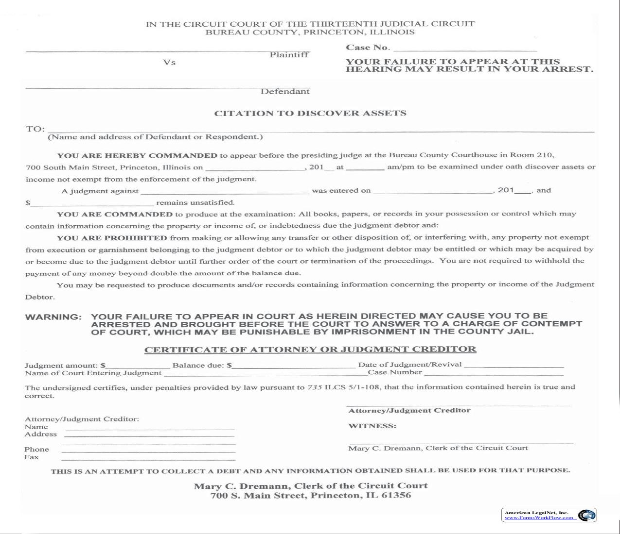 Citation To Discover Assets |  | Illinois