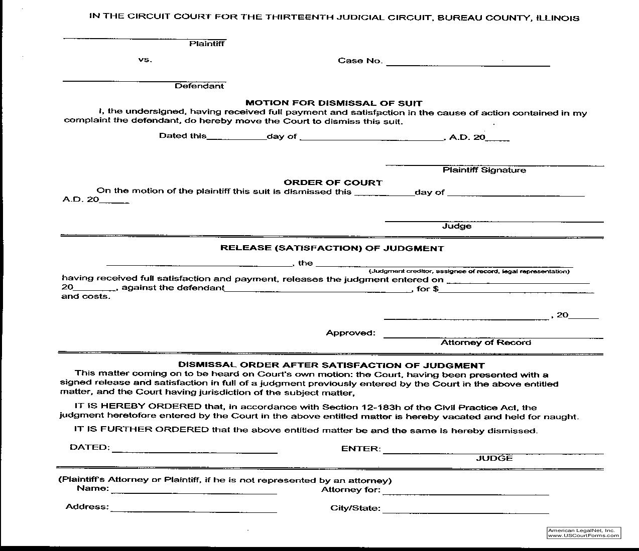 Motion For Dismissal Of Suit |  | Illinois