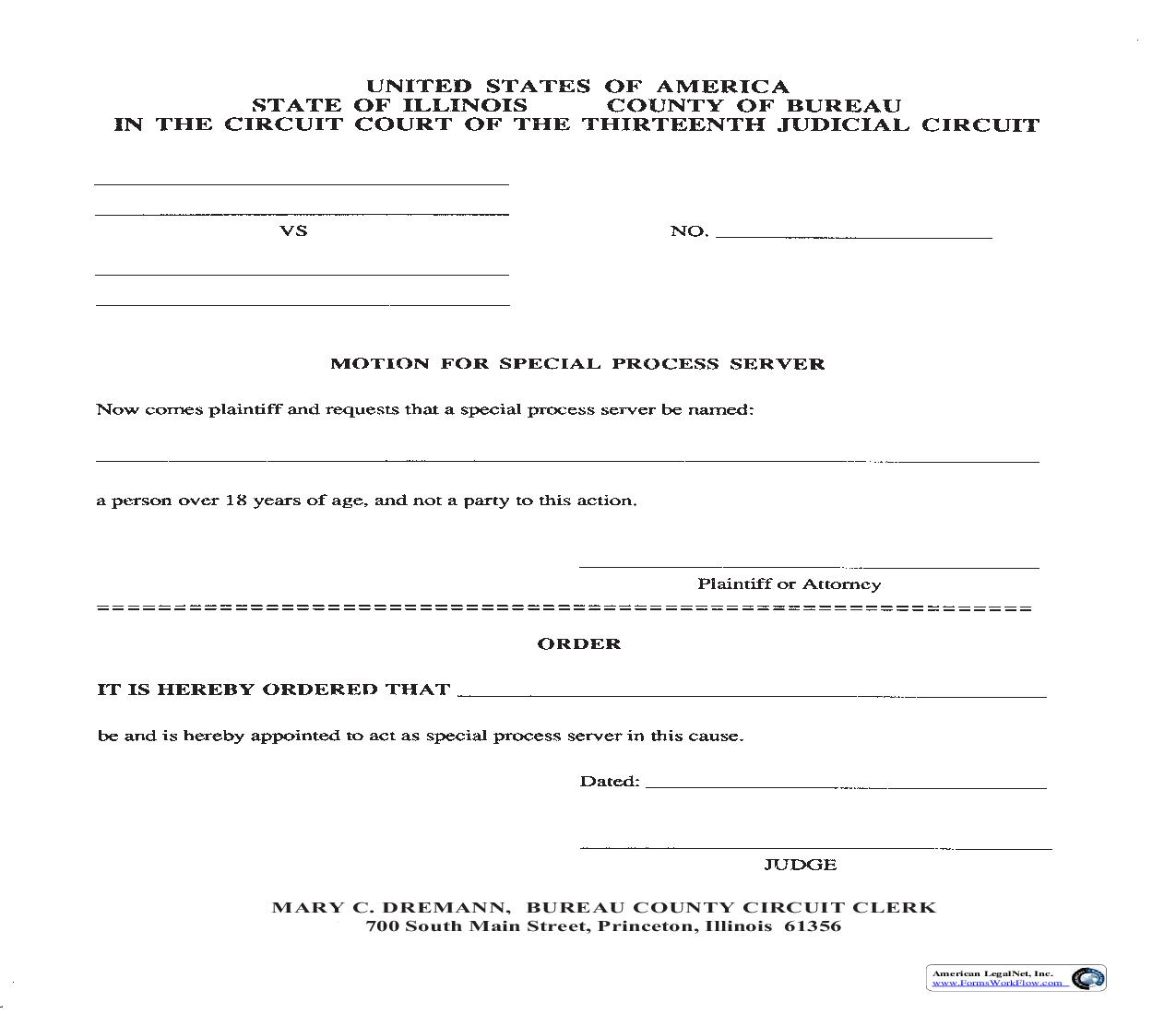 Motion For Special Process Server |  | Illinois