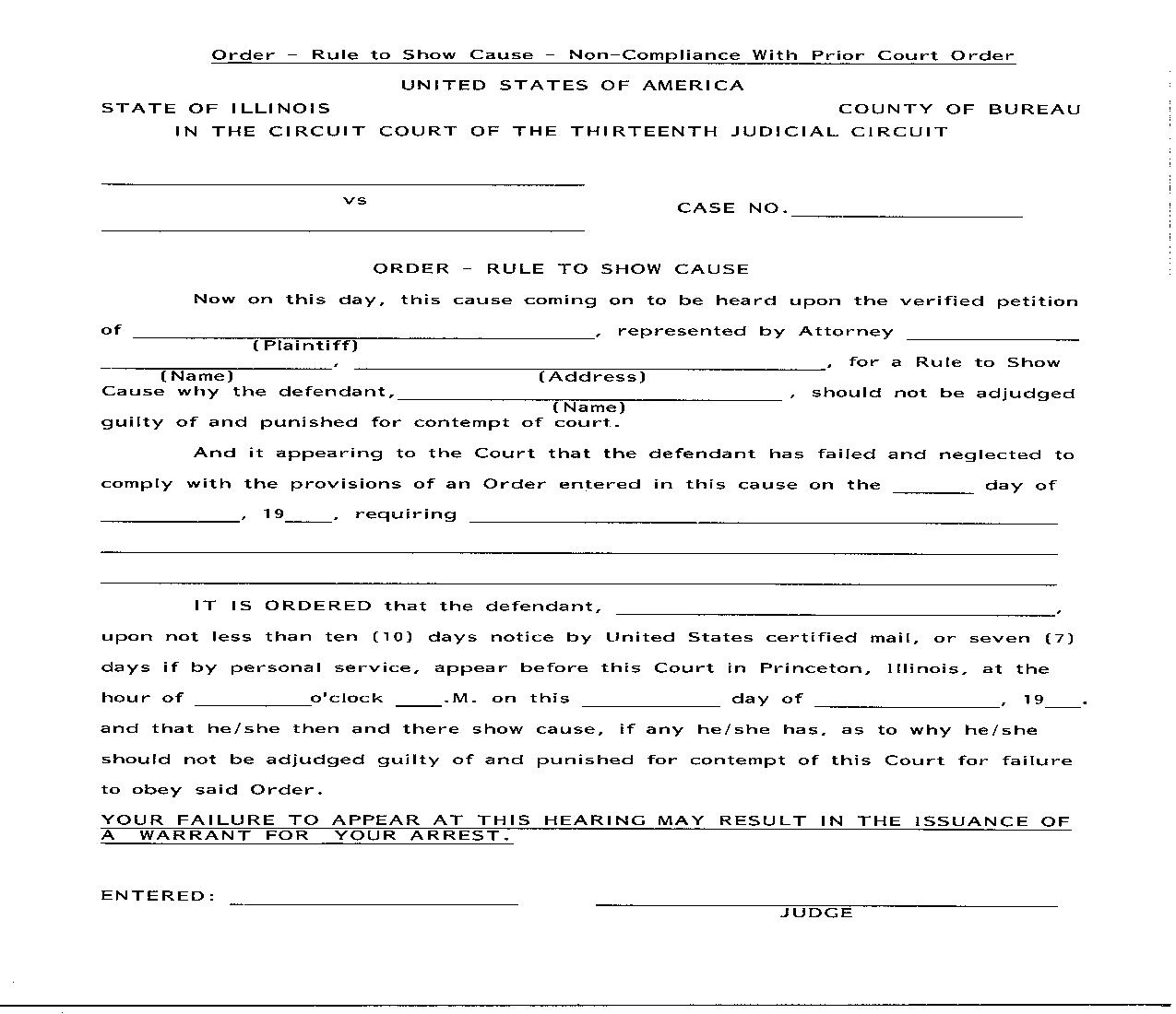 Order Rule To Show Cause |  | Illinois