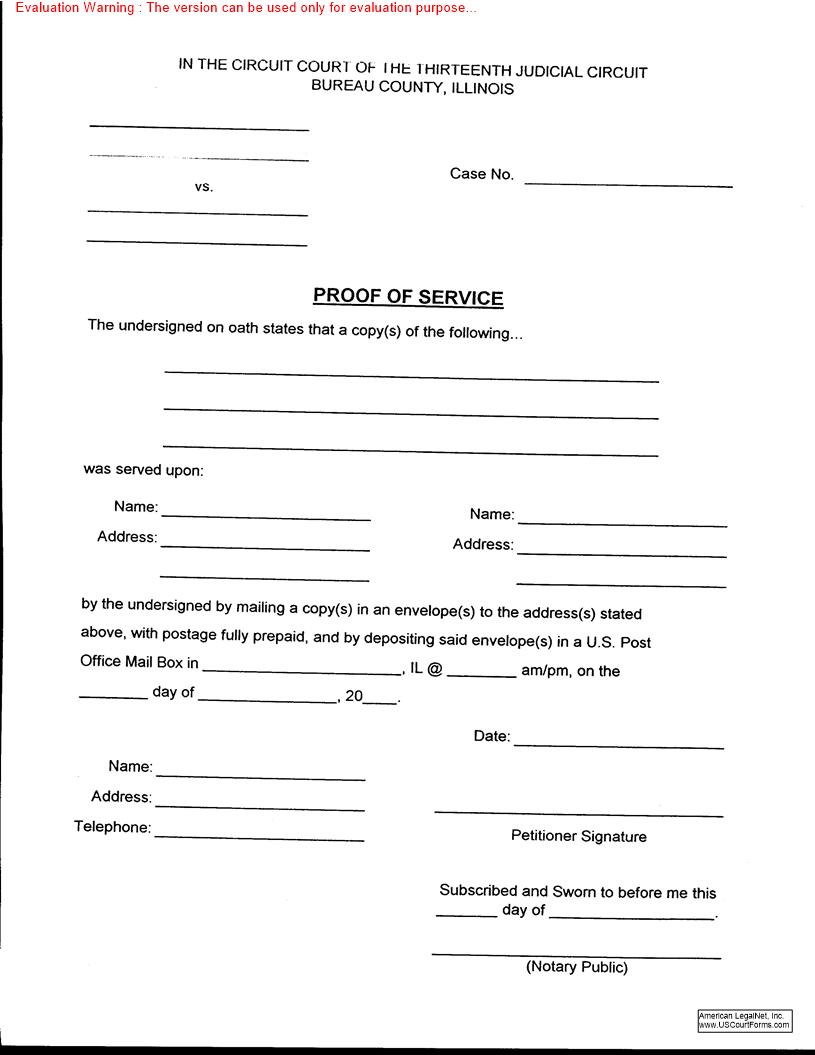 Proof Of Service |  | Illinois