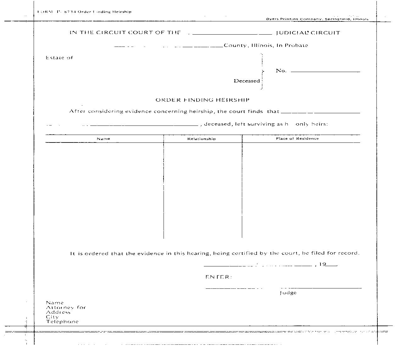 Order Finding Heirship | Pdf Fpdf Doc Docx | Illinois