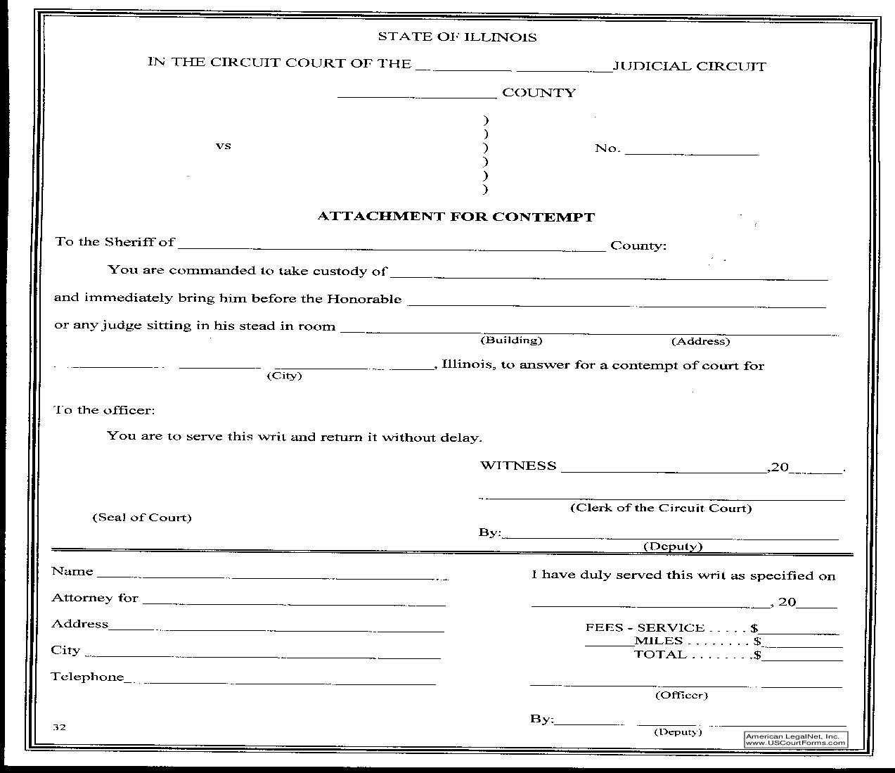 Attachment For Contempt | Pdf Fpdf Doc Docx | Illinois